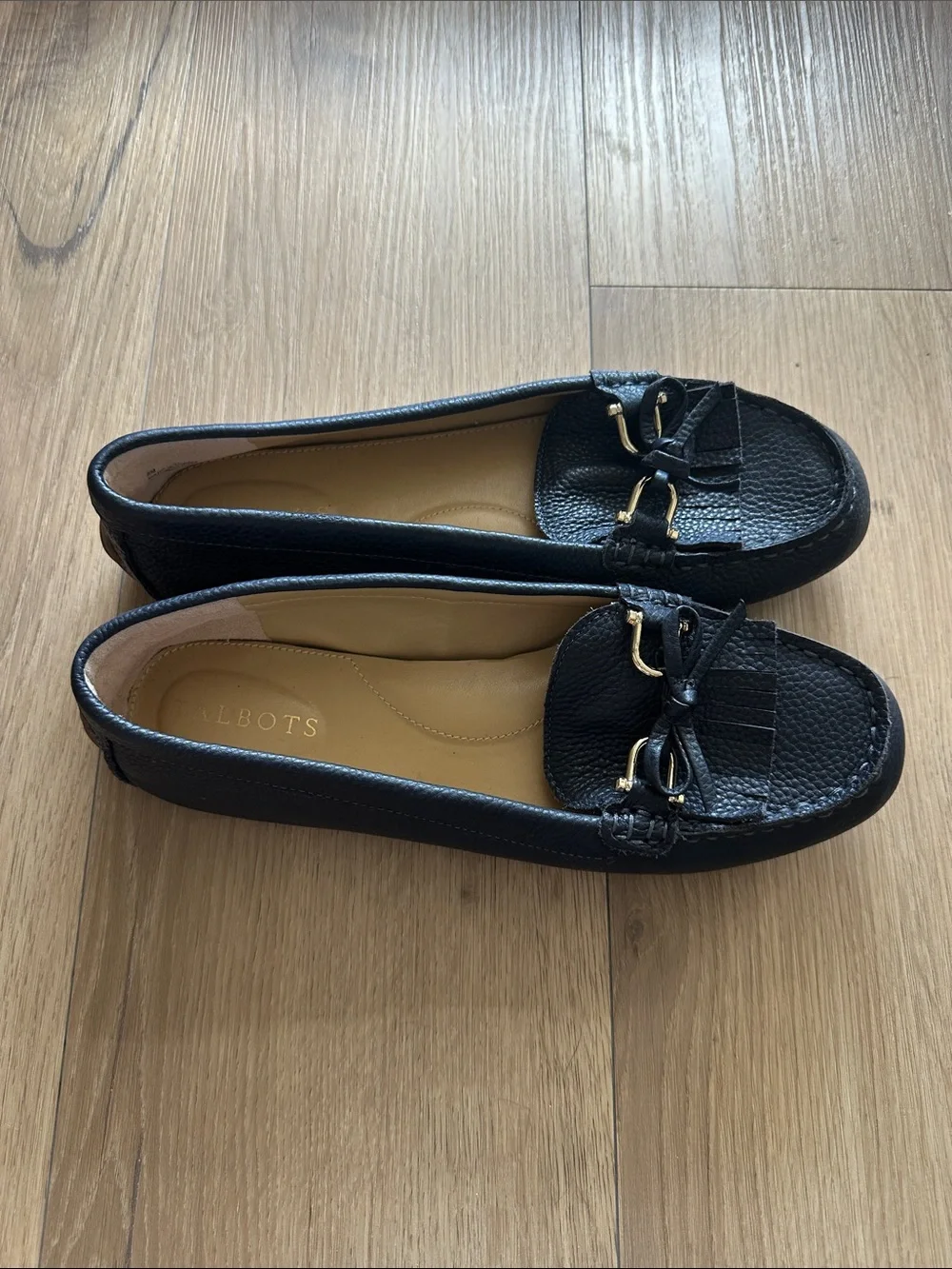 Talbots Navy Blue Leather Kiltie Loafers